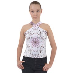 Floral Flora Flower Seamless Pattern Cross Neck Velour Top