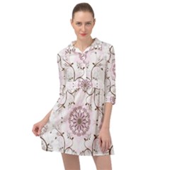 Floral Flora Flower Seamless Pattern Mini Skater Shirt Dress