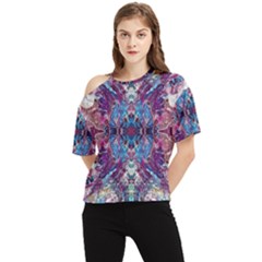 Abstract Symmetry One Shoulder Cut Out T-shirt by kaleidomarblingart