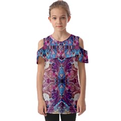 Abstract Symmetry Fold Over Open Sleeve Top by kaleidomarblingart