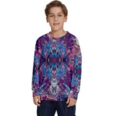 Abstract Symmetry Kids  Crewneck Sweatshirt by kaleidomarblingart