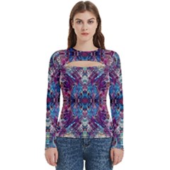 Abstract Symmetry Women s Cut Out Long Sleeve T-shirt by kaleidomarblingart