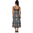 Ornate baroque floral pattern print Square Neckline Tiered Midi Dress View4