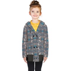 Ornate Baroque Floral Pattern Print Kids  Double Breasted Button Coat by dflcprintsclothing