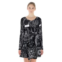 White Lines Woo Woo Long Sleeve Velvet V-neck Dress