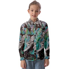 Marbling Mono Blend  Kids  Long Sleeve Shirt by kaleidomarblingart