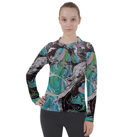 Marbling Mono Blend  Women s Pique Long Sleeve T-shirt by kaleidomarblingart