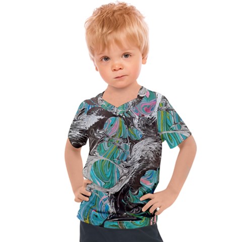 Marbling Mono Blend  Kids  Sports T-shirt by kaleidomarblingart