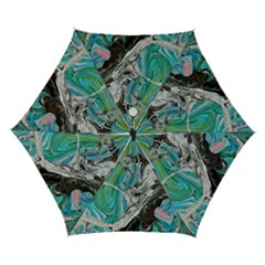 Marbling Mono Blend  Automatic Folding Umbrella With Case (small) by kaleidomarblingart