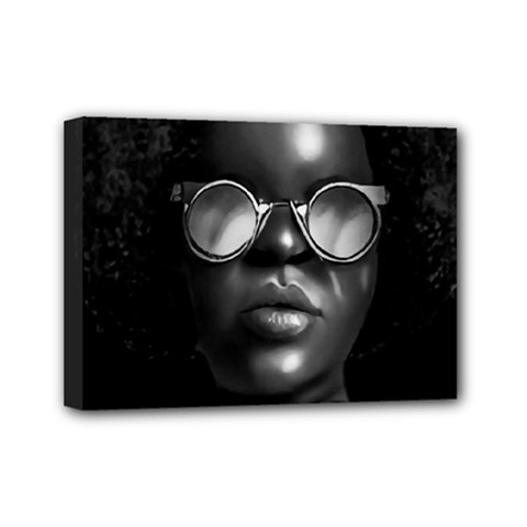 Cool Afro Beauty Portrait Illustration (ai+human) Mini Canvas 7  X 5  (stretched)