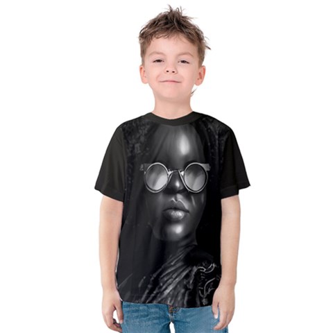 Cool Afro Beauty Portrait Illustration (ai+human) Kids  Cotton T-shirt by dflcprintsclothing