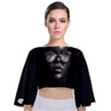 Cool Afro Beauty Portrait Illustration (AI+Human) Tie Back Butterfly Sleeve Chiffon Top View1