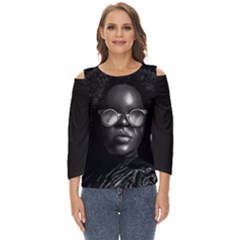 Cool Afro Beauty Portrait Illustration (ai+human) Cut Out Wide Sleeve Top