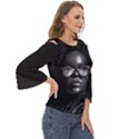 Cool Afro Beauty Portrait Illustration (AI+Human) Cut Out Wide Sleeve Top View3