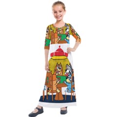 Bluey Kids  Quarter Sleeve Maxi Dress by avitendut