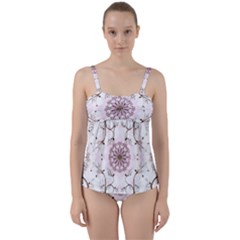 Floral Flora Flower Seamless Pattern Twist Front Tankini Set