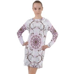 Floral Flora Flower Seamless Pattern Long Sleeve Hoodie Dress