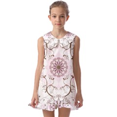 Floral Flora Flower Seamless Pattern Kids  Pilgrim Collar Ruffle Hem Dress by Bedest