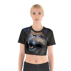 Witty Woof Print Illustration Cotton Crop Top