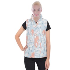 Pattern Plants Leaves Nature Women s Button Up Vest