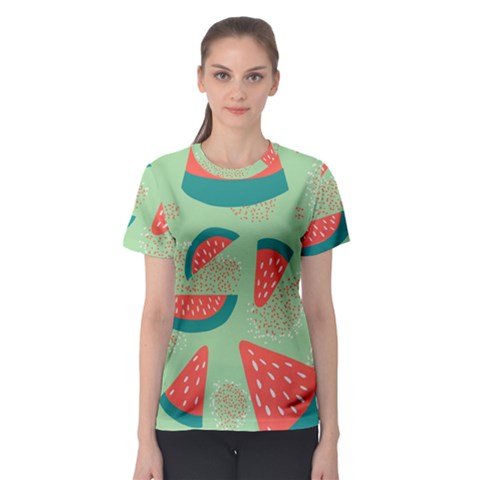 Watermelon Dots Summer Pattern Women s Sport Mesh T-shirt by Bedest