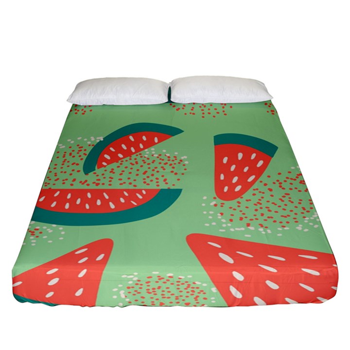 Watermelon Dots Summer Pattern Fitted Sheet (California King Size)