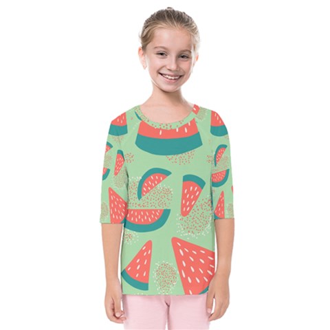 Watermelon Dots Summer Pattern Kids  Quarter Sleeve Raglan T-shirt by Bedest