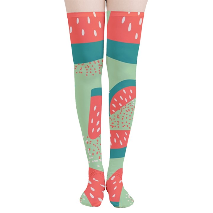 Watermelon Dots Summer Pattern Thigh High Stockings