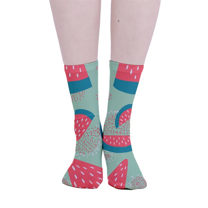 Watermelon Dots Summer Pattern Smooth Crew Length Tube Socks