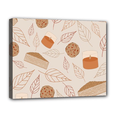 Leaves Cake Cookies Pattern Canvas 14  X 11  (stretched) by Bedest