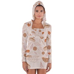 Leaves Cake Cookies Pattern Long Sleeve Hooded T-shirt by Bedest