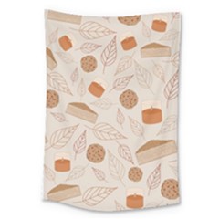 Leaves Cake Cookies Pattern Large Tapestry