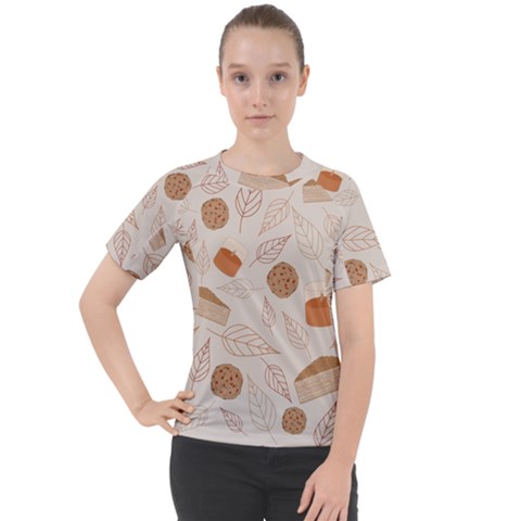 Leaves Cake Cookies Pattern Women s Sport Raglan T-shirt by Bedest