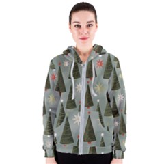 Christmas Trees Pattern Women s Zipper Hoodie