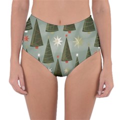 Christmas Trees Pattern Reversible High-waist Bikini Bottoms