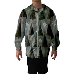 Christmas Trees Pattern Kids  Hooded Windbreaker