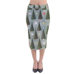 Christmas Trees Pattern Velvet Midi Pencil Skirt by Bedest