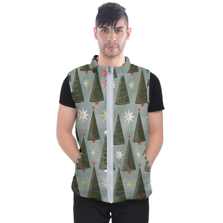 Christmas Trees Pattern Men s Puffer Vest