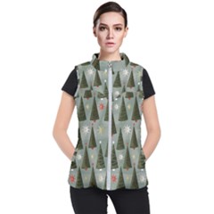 Christmas Trees Pattern Women s Puffer Vest