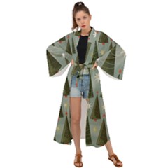 Christmas Trees Pattern Maxi Kimono by Bedest