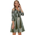 Christmas Trees Pattern Shoulder Cut Out Zip Up Dress View3