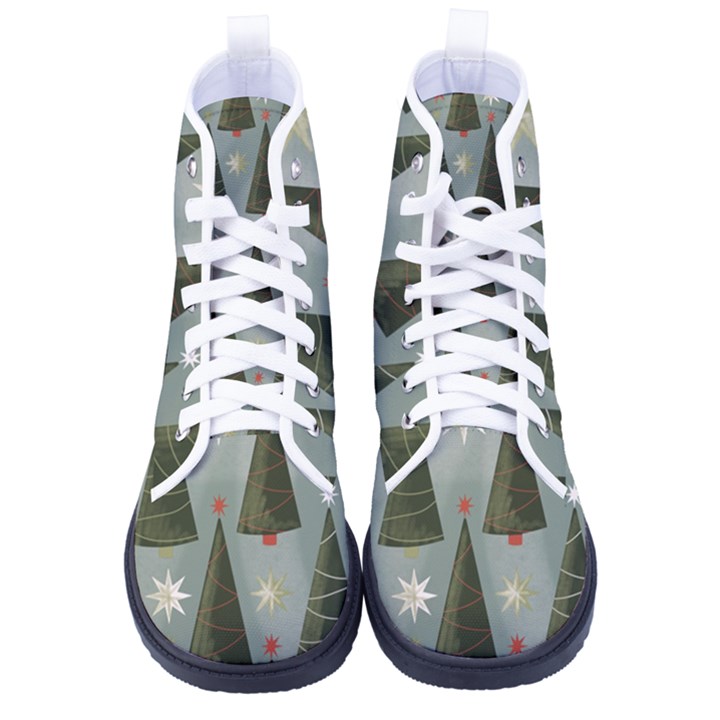 Christmas Trees Pattern Kid s High-Top Canvas Sneakers