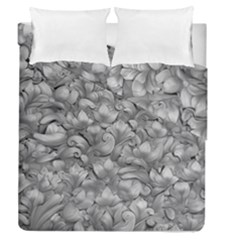 Silver Blossom Elegance Print (ai+human) Duvet Cover Double Side (queen Size)