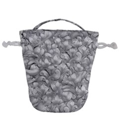 Silver Blossom Elegance Print (ai+human) Drawstring Bucket Bag by dflcprintsclothing