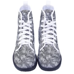 Silver Blossom Elegance Print (ai+human) Kid s High-top Canvas Sneakers by dflcprintsclothing