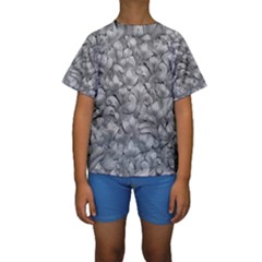 Silver Blossom Elegance Print (ai+human) Kids  Short Sleeve Swimwear by dflcprintsclothing