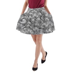 Silver Blossom Elegance Print (ai+human) A-line Pocket Skirt by dflcprintsclothing