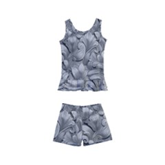 Silver Blossom Elegance Print (ai+human) Kids  Boyleg Swimsuit by dflcprintsclothing