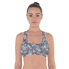 Silver Blossom Elegance Print (ai+human) Cross Back Sports Bra by dflcprintsclothing