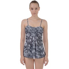 Silver Blossom Elegance Print (ai+human) Babydoll Tankini Set by dflcprintsclothing